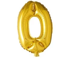 Globos Europe Bv Folijos balionas su skaičiais 0 aukso spalvos, 102 cm
