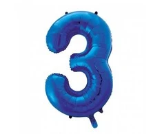 Globos Europe Bv Folijos balionas su skaičiais, mėlynas, 3, 86 cm