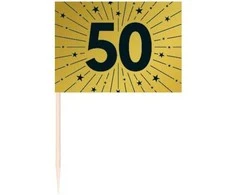 Globos Europe Bv Auksinės 50 torto vėliavėlių, 50 vnt.