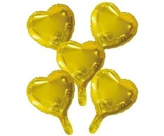 Globos Europe Bv Auksinės folijos balionų širdelės, 5 vnt.