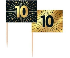 Globos Europe Bv Auksinės ir juodos spalvos torto vėliavėlės 10, 50 vnt.