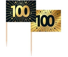 Globos Europe Bv Auksinės ir juodos spalvos torto vėliavėlės 100 vnt., 50 vnt.