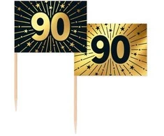 Globos Europe Bv Auksinė ir juoda torto vėliavėlė 90, 50 vnt.