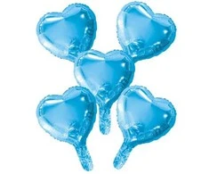 Globos Europe Bv Šviesiai mėlyni folijos balionų širdelės, 5 vnt.