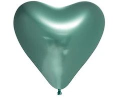 Globos Europe Bv Veidrodinės žalios spalvos širdelės formos balionai, 6 vnt.