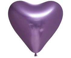 Globos Europe Bv Veidrodiniai violetiniai širdelių formos balionai, 6 vnt.