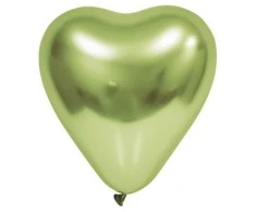 Globos Europe Bv Veidrodiniai šviesiai žali širdelių formos balionai, 6 vnt.
