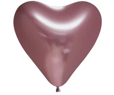 Globos Europe Bv Veidrodinio rožinio aukso spalvos širdelių balionai, 6 vnt.