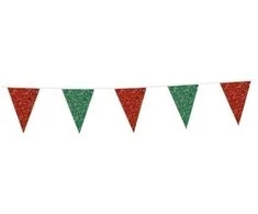 Globos Europe Bv Raudona ir žalia gairelių girlianda su blizgučiais