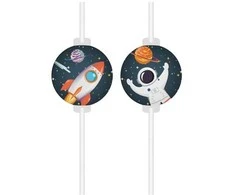 Globos Europe Bv „Rocket Space“ popieriniai šiaudeliai, 4 vnt.