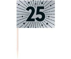 Globos Europe Bv 25 sidabrinės torto vėliavėlės, 50 vnt.