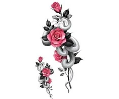 GMBH &amp; CO Gyvatės ir rožės tatuiruotės