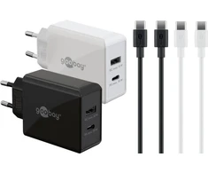 Goobay 30 W Twin Power rinkinys: 2x USB-C įkrovikliai, 2x USB-C kabeliai