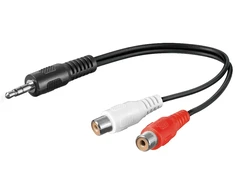 Goobay 3.5 mm garso kabelio adapteris, vyriškas į stereo RCA moterišką, 0,2 m, 3,5 mm, vyriškas, 2 x RCA, moteriškas, 0,2 m, juodas, raudonas, baltas