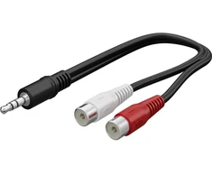 Goobay 3.5 mm garso kabelio adapteris, vyriškas į stereo RCA moterišką, 0,2 m, 3,5 mm, vyriškas, 2 x RCA, moteriškas, 0,2 m, juodas, raudonas, baltas