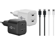 Goobay 35 W Twin Power rinkinys: 2x USB-C įkrovikliai, 2x USB-C kabeliai