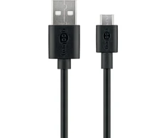 Goobay 38660, 2 m, USB A, Micro-USB B, USB 2.0, juodas