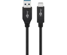 Kabelis USB Goobay USB-A - USB-C 1 m Juodas (RB41074)