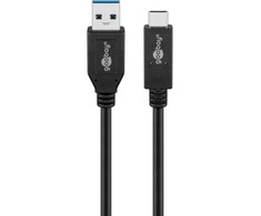 Kabelis USB Goobay USB-A - USB-C 1 m Juodas (RB41074)