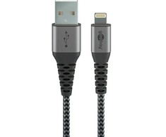 Goobay 49267, 0.5 m, USB A, Lightning, vyriškas, vyriškas/moteriškas, juoda, pilka