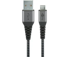 Goobay 49273, 0,5 m, Micro-USB B, USB A, USB 2.0, juoda, pilka