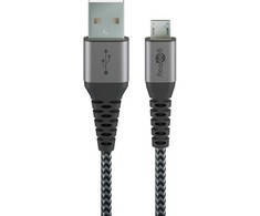 Goobay Micro USB į USB-A laidas su metalinėmis jungtimis 2 m RB49283