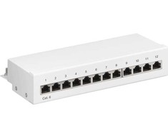 Goobay CAT 6 mini/stalinio kompiuterio pataisų skydelis, 12 prievadų – spalva balta