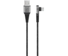 Goobay 64656, 1 m, USB C, USB A, USB 2.0, juoda, pilka