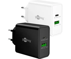 Goobay 65 W USB-C PD GaN dvigubas greitasis įkroviklis baltas