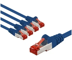 Goobay CAT 6 kabelis krosowy, S/FTP (PiMF), 3 m, mėlyna, komplektas 5 - Długość kabla 3 m