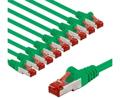 Goobay CAT 6 kabelis krosowy, S/FTP (PiMF), 3 m, žalia, rinkinys 10 - Kabelio ilgis 3 m (RB67509)