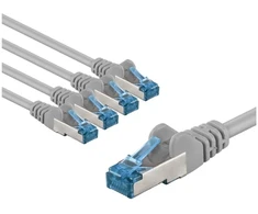 „Goobay CAT 6A Komutacinis kabelis“, S/FTP (PiMF), 3 m, pilka, 5 vienetų pakuotė – laido ilgis 3 m