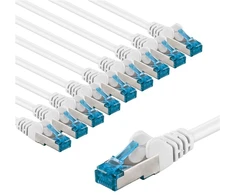 Goobay CAT 6A pataisomasis kabelis, S/FTP (PiMF), 1 m, baltas, rinkinys 10 - Kabelio ilgis 1 m