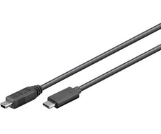 Goobay 67989, 0,5 m, Mini-USB B, USB C, USB 2.0, Kištukas/Kištukas, Juodas