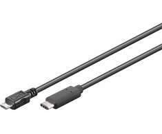 Goobay 67993, 1 m, Micro-USB B, USB C, USB 2.0, vyriškas/vyriškas, juodas