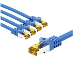 Goobay RJ45 kabelis krosowy CAT 6A S/FTP (PiMF), 500 MHz, su CAT 7 kable surowym, 5 m, mėlyna, komplektas 5 - Długość kabla 5 m (RB69393)
