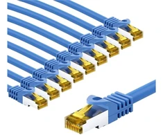 Goobay RJ45 kabelis krosowy CAT 6A S/FTP (PiMF), 500 MHz, su surowym kablem CAT 7, 5 m, mėlyna, komplektas 10 - Długość kabla 5 m (RB69399)