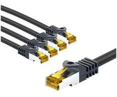 Goobay RJ45 tinklo kabelis CAT 6A S/FTP (PiMF), 500 MHz, su neapdorotu CAT 7 kabeliu, 3 m, juodas, rinkinys 5 - Kabelio ilgis 3 m (RB69405)