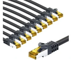 Goobay RJ45 kabelis krosowy CAT 6A S/FTP (PiMF), 500 MHz, su CAT 7 kable surowym, 1 m, juoda, komplektas 10 - Długość kabla 1 m