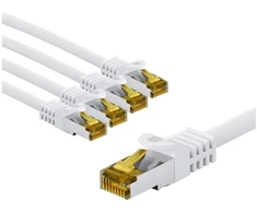 Goobay RJ45 kabelis krosowy CAT 6A S/FTP (PiMF), 500 MHz, su CAT 7 kable surowym, 3 m, balta, komplektas 5 - Długość kabla 3 m (RB69425)