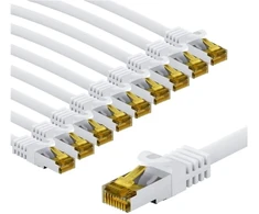Goobay RJ45 kabelis krosowy CAT 6A S/FTP (PiMF), 500 MHz, su CAT 7 kable surowym, 5 m, balta, komplektas 10 - Długość kabla 5 m (RB69451)