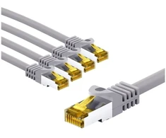 Goobay RJ45 pataisomasis kabelis CAT 6A S/FTP (PiMF), 500 MHz, su CAT 7 neapdorotu kabeliu, 3 m, pilkas, 5 vnt. pakuotėje – laido ilgis 3 m