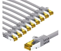 Goobay RJ45 CAT 6A S/FTP (PiMF) pataisinis kabelis, 500 MHz, su CAT 7 neapdorotais kabeliais, 3 m, pilkas, 10 rinkinys - Kabelio ilgis 3 m