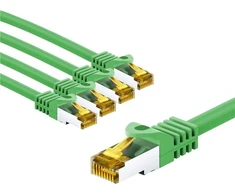 Goobay RJ45 krosinis kabelis CAT 6A S/FTP (PiMF), 500 MHz, su neapdorotu CAT 7 kabeliu, 1 m, žalia, rinkinys 5 - Kabelio ilgis 1 m (RB69573)
