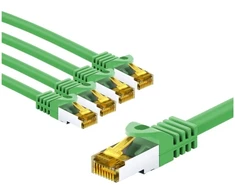 Goobay RJ45 kabelis krosowy CAT 6A S/FTP (PiMF), 500 MHz, su CAT 7 kable surowym, 5 m, žalia, komplektas 5 - Długość kabla 5 m