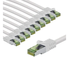 Goobay Kryžminis kabelis CAT 8.1 su GHMT sertifikatu, S/FTP (PiMF), 2 m, balta, rinkinys 10 - Kabelio ilgis 2 m