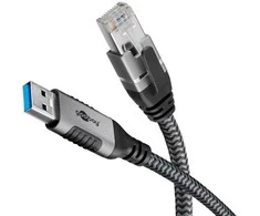goobay USB A 3.0/RJ45 CAT 6 Kabelis 15,0 m grau, juodas, 1 St.