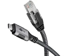Goobay 70754, USB C, RJ-45, 10 m, Juodas, Sidabrinis