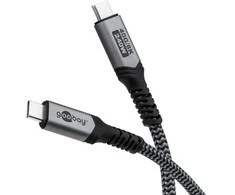 Goobay | USB-C Cable with Textile Sheath, USB4, 240 W, 40 Gbit/s, Power Delivery, 1 m