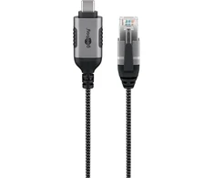 Goobay 74403, USB 3.1 A tipo, RJ45, 2 m, juodas, sidabrinis